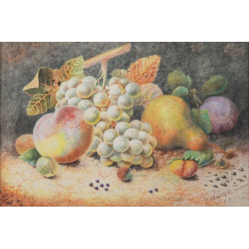 153 - FRANK REYNOLDS (EARLY TWENTIETH CENTURY) PAIR OF WATERCOLOUR DRAWINGS Fruit on mossy banks Signed an... 