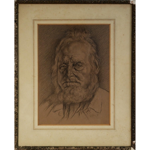 178 - EDWARD RIDLEY (1883 - 1946) PENCIL DRAWING ON BUFF PAPER Portrait of an elderly bearded man Signed a... 