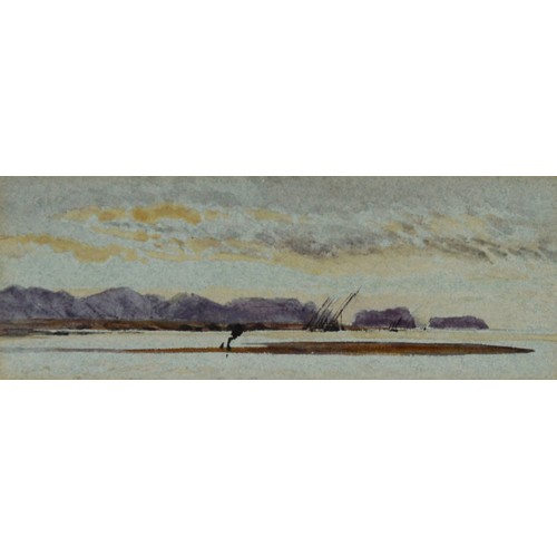 128 - AUGUST OSBORNE LAMPLOUGH (1877 - 1930) THREE WATERCOLOUR DRAWINGS The Nile above Isna 2 1/2in x 6 1/... 