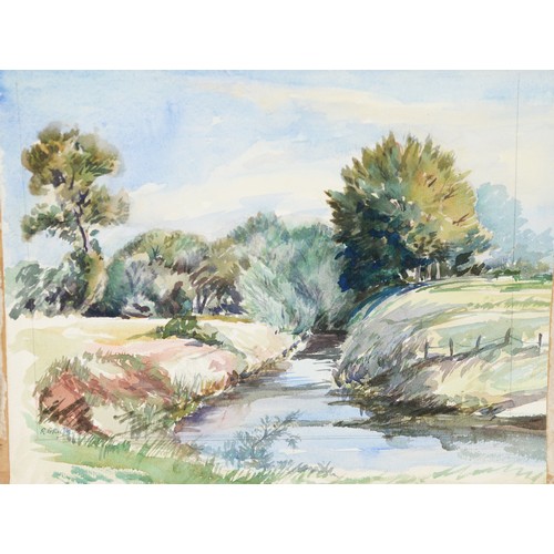 144 - RUTH BRIGHT (20th CENTURY), IN EXCESS OF 100 UNFRAMED WATERCOLOUR DRAWINGS, MOSTLY LANDSCAPE STUDIES... 