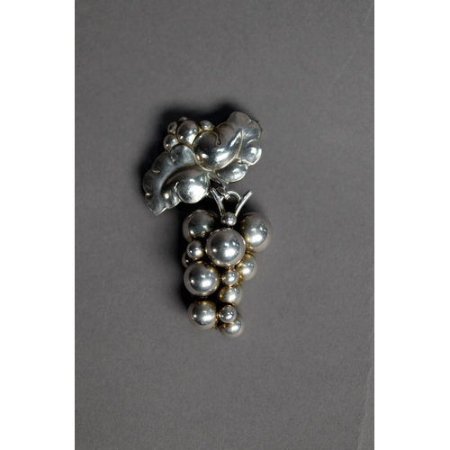 109 - GEORG JENSEN SILVER MOONLIGHT GRAPES BROOCH in the form of a bunch of grapes, No. 217B, London impor... 