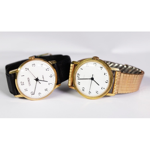 29 - TWO GENTLEMAN'S GOLD PLATED WRISTWATCHES, both with mechanical movements and circular white arabic d... 