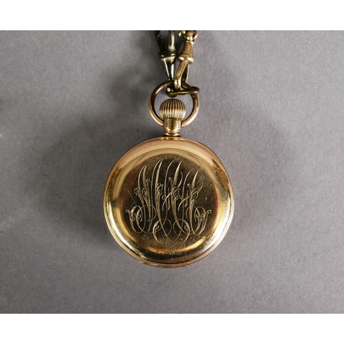 21 - LADY'S WALTHAM 10ct GOLD FITTED OPEN FACED POCKET WATCH with keyless 15 jewels movement No 17329746,... 