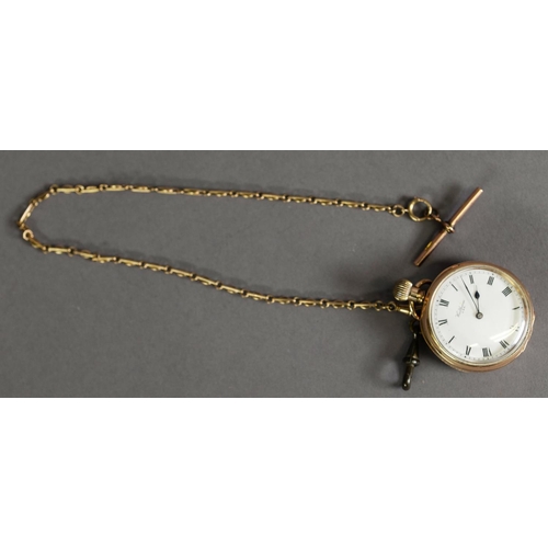 21 - LADY'S WALTHAM 10ct GOLD FITTED OPEN FACED POCKET WATCH with keyless 15 jewels movement No 17329746,... 