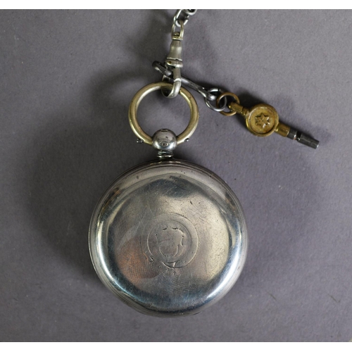 19 - J. FLINN & SONS, GLOUCESTER ST., LONDON, VICTORIAN SILVER POCKET WATCH with key wind movement nu... 