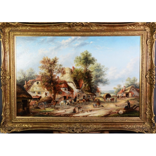 511 - ATTRIBUTED TO EDWARD MASTERS (ACT. 1860-1880)OIL ON CANVAS c.1860 'A Busy Village Scene'c.1860, one ... 