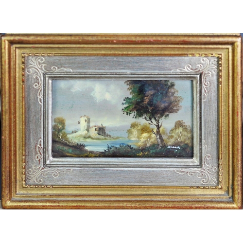 510 - PAIR OF SMALL ITALIAN OIL ON CANVAS MEDITERRANEAN RIVER LANDSCAPESSigned SILAR c.19603