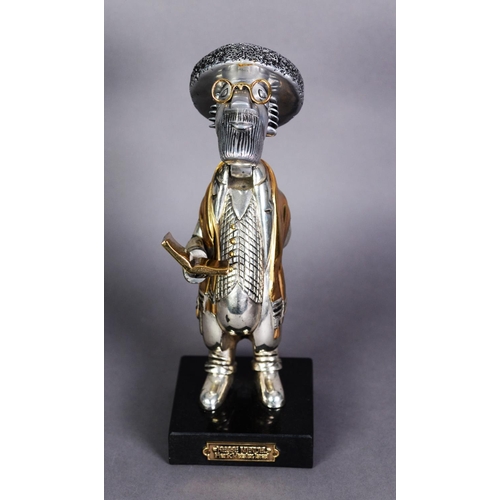 487 - FRANK MEISLER (ISREAL, 1925-2018), ‘Rebbe Mendel’, silvered and parcel gilt metal figure of a Rabbi ... 