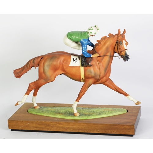 547 - ROYAL WORCESTER BISQUE PORCELAIN EQUESTRIAN GROUP, modelled by Bernard Winskill, ‘Lester Piggott on ... 