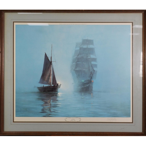 514 - MONTAGUE DAWSON, three artists signed colour prints, seascapes with sailing vessels, signed in penci... 