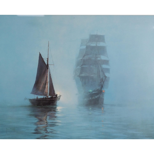 514 - MONTAGUE DAWSON, three artists signed colour prints, seascapes with sailing vessels, signed in penci... 