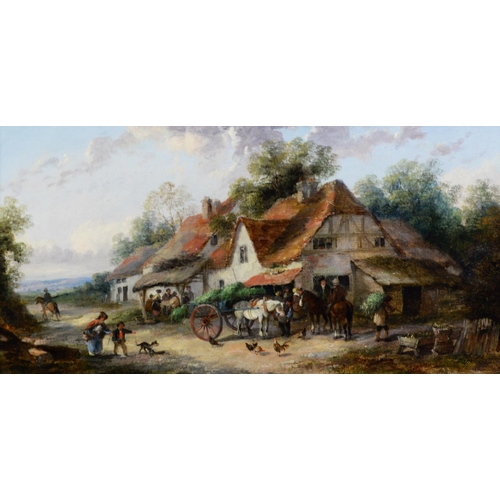 507 - GEORGINA LARA (FL. 1862-1871) Pair of oils on canvas ‘The Village Gathering’ Signed lower left7 ⅞” x... 