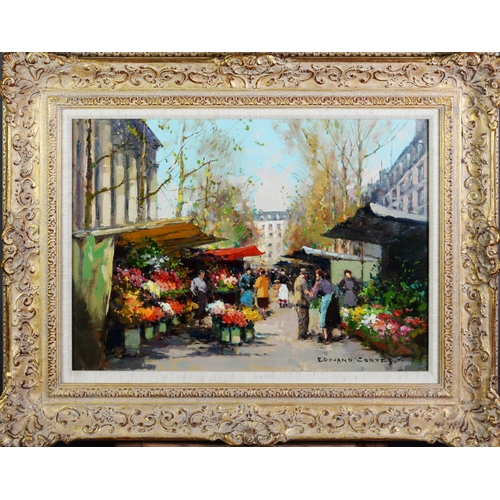 496 - ÉDOUARD-LEON CORTÈS (1882 – 1969)Oil painting on canvas‘The Flower Market’ SSigned lower right12 ⅝” ... 