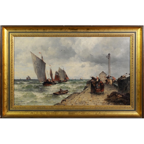 500 - THEODORE ALEXANDER WEBER (1838-1907)Oil on canvas‘Setting off from the Harbour’ Signed lower left12 ... 