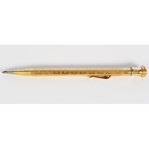 71 - WAHL EVERSHARP ROLLED GOLD PROPELLING PENCIL with engine turned decoration, 5 3/8in (13.5cm) long