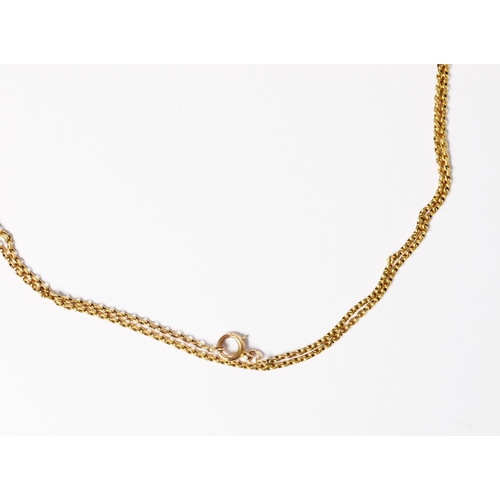 115 - 9ct GOLD LONG GUARD CHAIN with ring clasp, 52 1/2in (133.5cm) long, 16gms