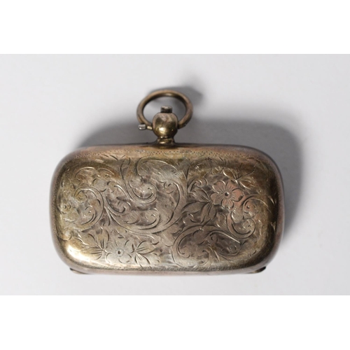 58 - EDWARD VII SILVER DUAL SOVEREIGN CASE, oblong and cushion shaped, floral and foliate scroll engraved... 