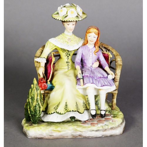 532 - ROYAL WORCESTER CHINA RONALD VAN RUYCKWELT MODELLED SEATED GROUP, ‘Charlotte & Jane’ from the Vi... 