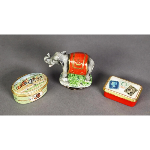 542 - HALCYON DAYS ENAMELLED TRINKET BOX ‘Baillie Stamps’; HALCYON DAYS MODERN ENAMELLED OVAL SMALL TRINKE... 