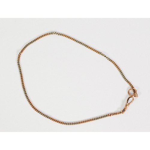 87 - GOLD CHAIN NECKLACE with fluted belcher links, simple catch, 20in (50.8cm) long, 8.5gms