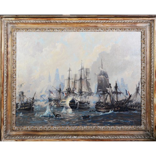 503 - D. G. M. GARDNER (1914-2007)Oil painting on canvas ’The Battle of Trafalgar’ with the British and Fr... 