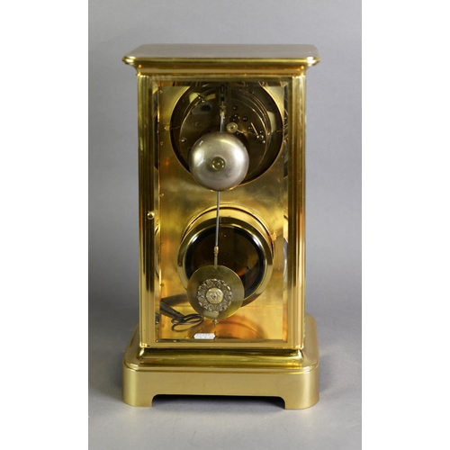 2 - LATE 19TH CENTURY FRENCH FOUR GLASS LIBRARY CLOCK BAROMETER BY ROBIN, PARIS, the moulded brass case ... 