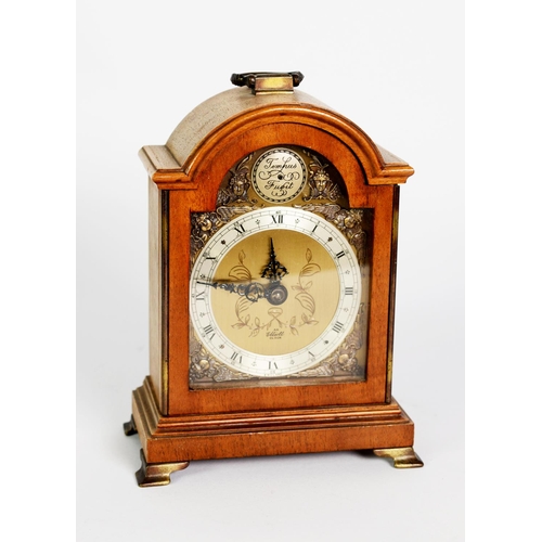 7 - GEORGIAN STYLE ELLIOTT MAHOGANY SMALL MANTLE OR DRESSING TABLE CLOCK, with Roman dial and Tempus Fuj... 