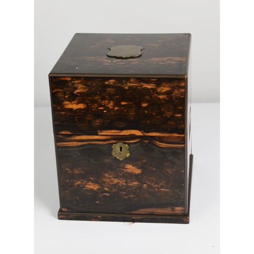 36 - GOOD VICTORIAN COROMANDEL WOOD DECANTER BOX C/R- now without the four decanters and partitioning, wi... 