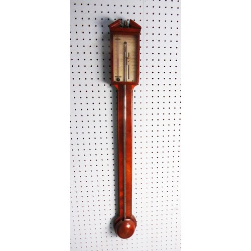 5 - ORTELLI & Co, MACCLESFIELD, NINETEENTH CENTURY MAHOGANY STICK BAROMETER, the engraved silvered s... 