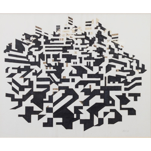 38 - TREVOR GRIMSHAW (1947-2001)PEN AND INK Abstract, angular shapes Signed in pencil 14” x 17” (35.6cm x... 