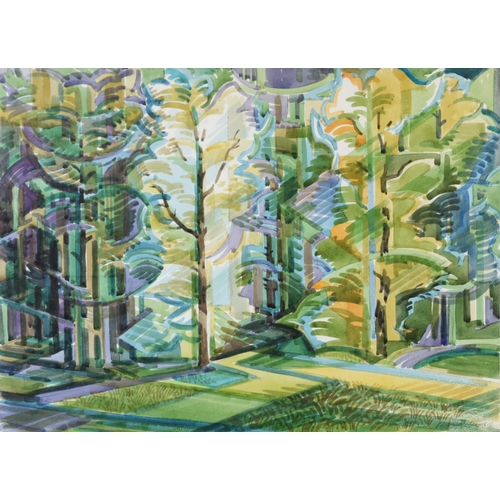 59 - NORMAN JAQUES (1922-2014) WATERCOLOUR‘Entrance to Wood’ Signed and dated (19)91, titled to label ver... 