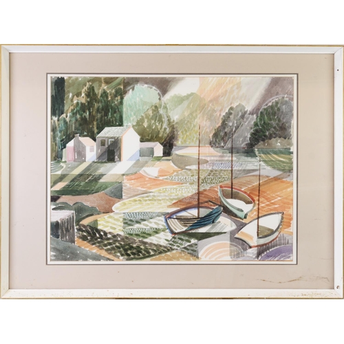 58 - NORMAN JAQUES (1922-2014) WATERCOLOUR, HEIGHTENED IN ACRYLICS‘Cornish Estuary, Lerryn’ Signed and da... 