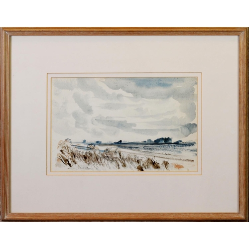 23 - ALLEN FREER (b.1926) TWO WATERCOLOURS ‘Dorset’ 8 ¼” x 12 ½” (21cm x 31.8cm)‘Fen Landscape near Wisbe... 