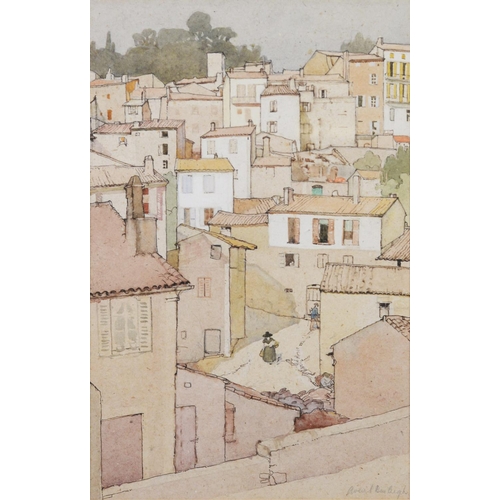 13 - AVERIL MARY BURLEIGH (1883-1949) PEN AND INK AND WATERCOLOUR ‘Spanish Village’ Signed in pencil, tit... 