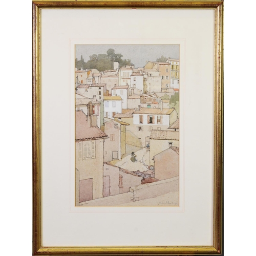 13 - AVERIL MARY BURLEIGH (1883-1949) PEN AND INK AND WATERCOLOUR ‘Spanish Village’ Signed in pencil, tit... 