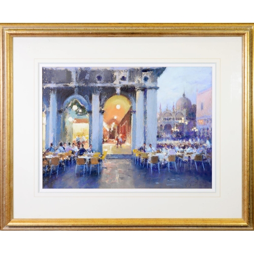 119 - BOB RICHARDSON (b.1938) PASTEL DRAWING Café, St Mark’s Square, Venice Signed 15 ½” x 21 ½” (39.3cm x... 