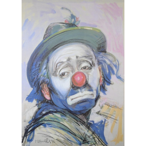 9 - M BRILLI (CONTEMPORARY) MIXED MEDIA ON PAPERShoulder length portrait of a clown, facing right Signed... 