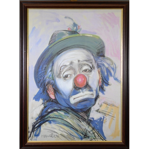 9 - M BRILLI (CONTEMPORARY) MIXED MEDIA ON PAPERShoulder length portrait of a clown, facing right Signed... 