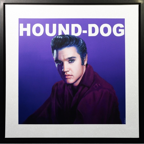 199 - ALEX WEAVER (MODERN) MIXED MEDIA ON CANVAS ‘Hound Dog’ Signed, titled to gallery label verso 39” x 3... 