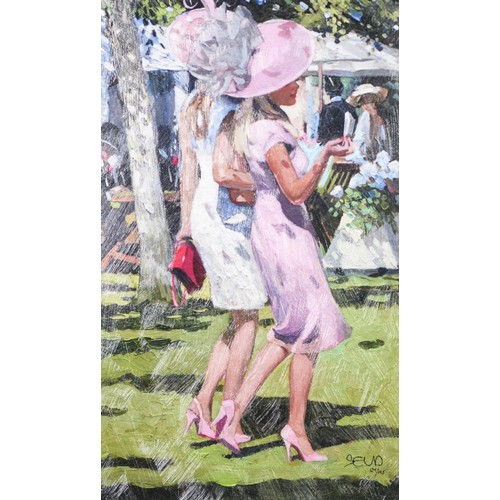 196 - SHEREE VALENTINE DAINES (b.1959) ARTIST SIGNED LIMITED EDITION COLOUR PRINT‘Ascot Chic I’ (129/195) ... 