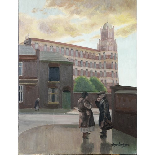 40 - ROGER HAMPSON (1925 - 1996) OIL PAINTING ON BOARD Broadstone Spinning Co. Mill, Reddish, Stockport S... 