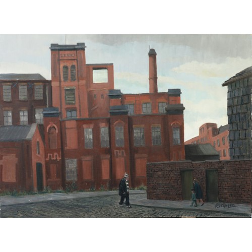 41 - ROGER HAMPSON (1925 - 1996) OIL PAINTING ON BOARD Halliwell Mills, Bolton Signed lower right, titled... 