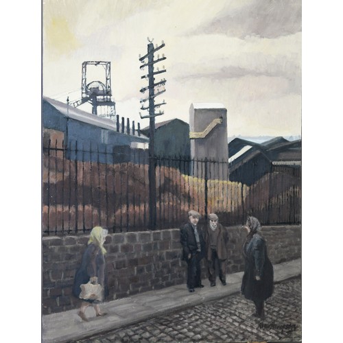 44 - ROGER HAMPSON (1925 - 1996) OIL PAINTING ON BOARD Deep Navigation Mine (Colliery) Treharris, near Me... 