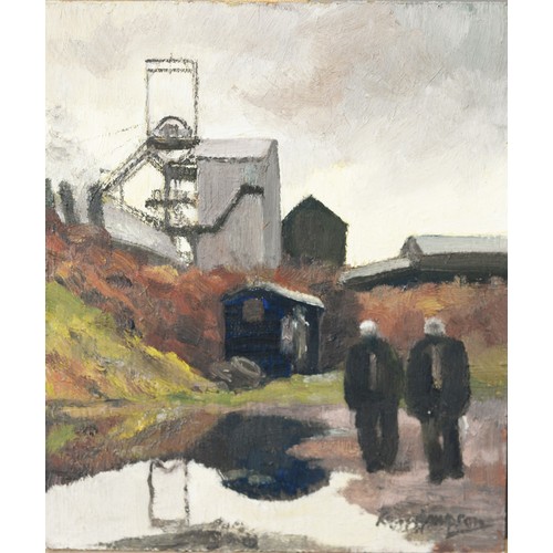 45 - ROGER HAMPSON (1925 - 1996) OIL PAINTING ON BOARD Deep Navigation (Colliery), Treharris, South Wales... 