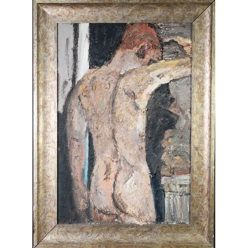 87 - ADRIAN JOHNSON (1960) IMPASTO OIL PAINTING ON CANVAS BOARD Male Nude Initialled and titled verso and... 