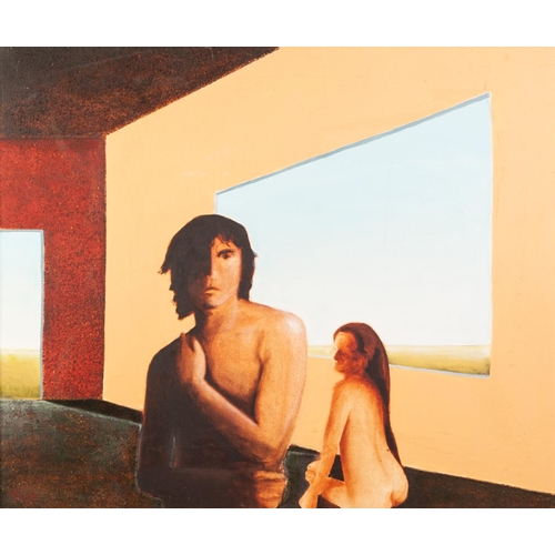 76 - COLIN JELLICOE (1942-2018) OIL ON CANVAS‘Summer Lovers’ Signed and dated 1975, titled verso19 ½” x 2... 