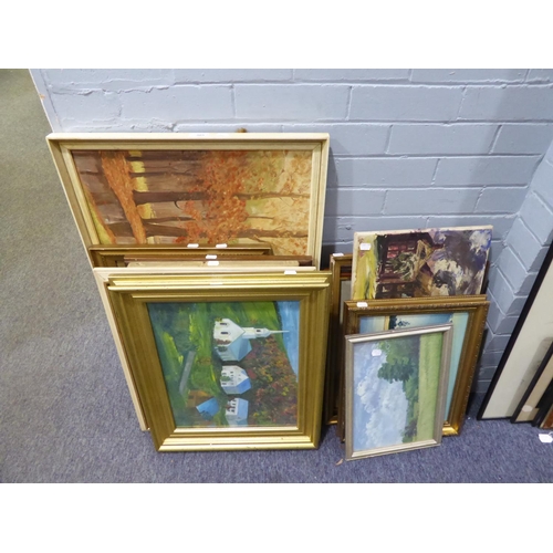 TWELVE TWENTIETH LANDSCAPE CENTURY OIL PAINTINGS, some signed, two