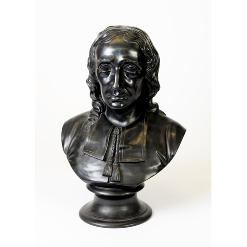 183 - A WEDGWOOD BLACK BASALT BUST OF JOHN MILTON, marked Milton and Wedgwood verso and with Wedgwood - Ma... 