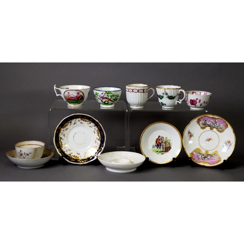 192 - ASSORTED LATE 18TH AND EARLY 19TH CENTURY TEA WARES, including Meissen, St Cloud, Paris Porcelain, D... 