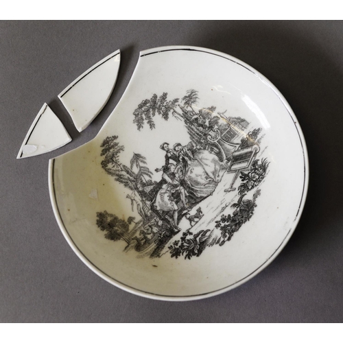 205 - MILES MASON CERAMIC SNUFFER TRAY C.1810, plus a similar planter, some transfer printed tea bowls, po... 